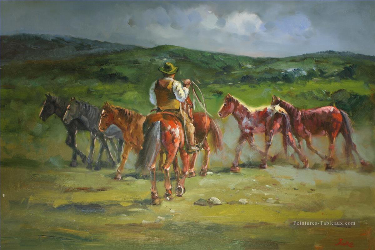 Cow Boy Horse Roundup Peintures à l'huile